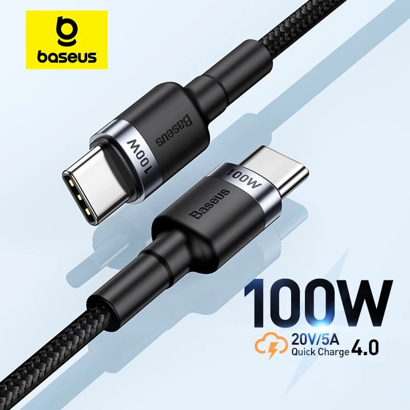 Câble USB Type-C vers USB-C de Baseus pour iPhone 18, 17, chargeur rapide PD 100 W/5 A, câble pour Macbook, Xiaomi, Samsung, câble Type-C.