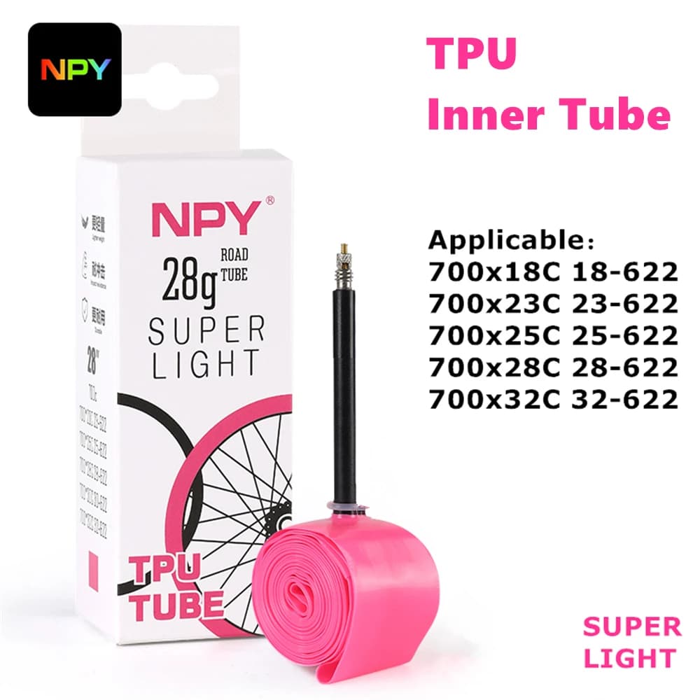 Chambre à air de vélo ultralégère NPY 28g en TPU, 700x18 25 28 32, pour vélo de route, matériau TPU, longueur 45mm/65mm/85mm, valve française