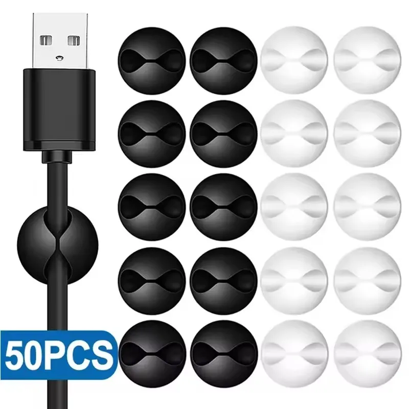 Mini organisateur d’enrouleur de câble, 5/50 pièces, Clips de câble de chargement USB, organisateur de bureau bien rangé, support de cordon de fil, protecteurs dans la maison, le bureau et la voiture
