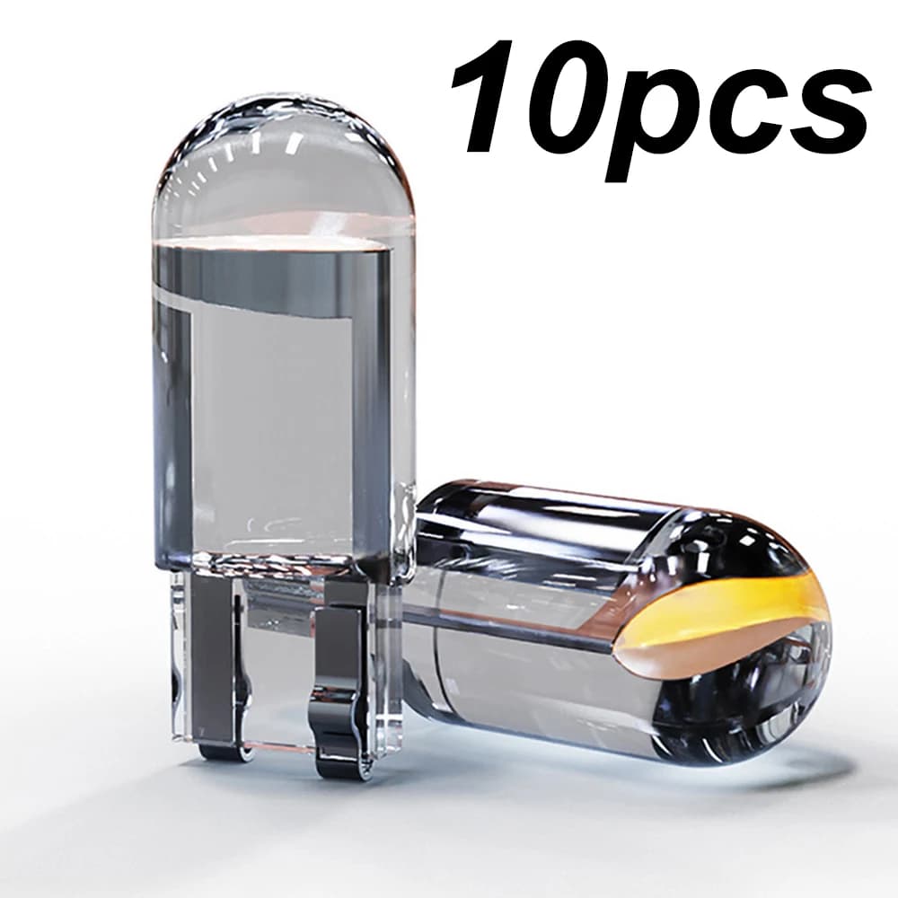 10X nouveau W5W LED T10 voiture lumières COB verre pièces intérieures ampoules blanc glace bleu jaune Auto plaque d’immatriculation lampe dôme lecture lumière 12V